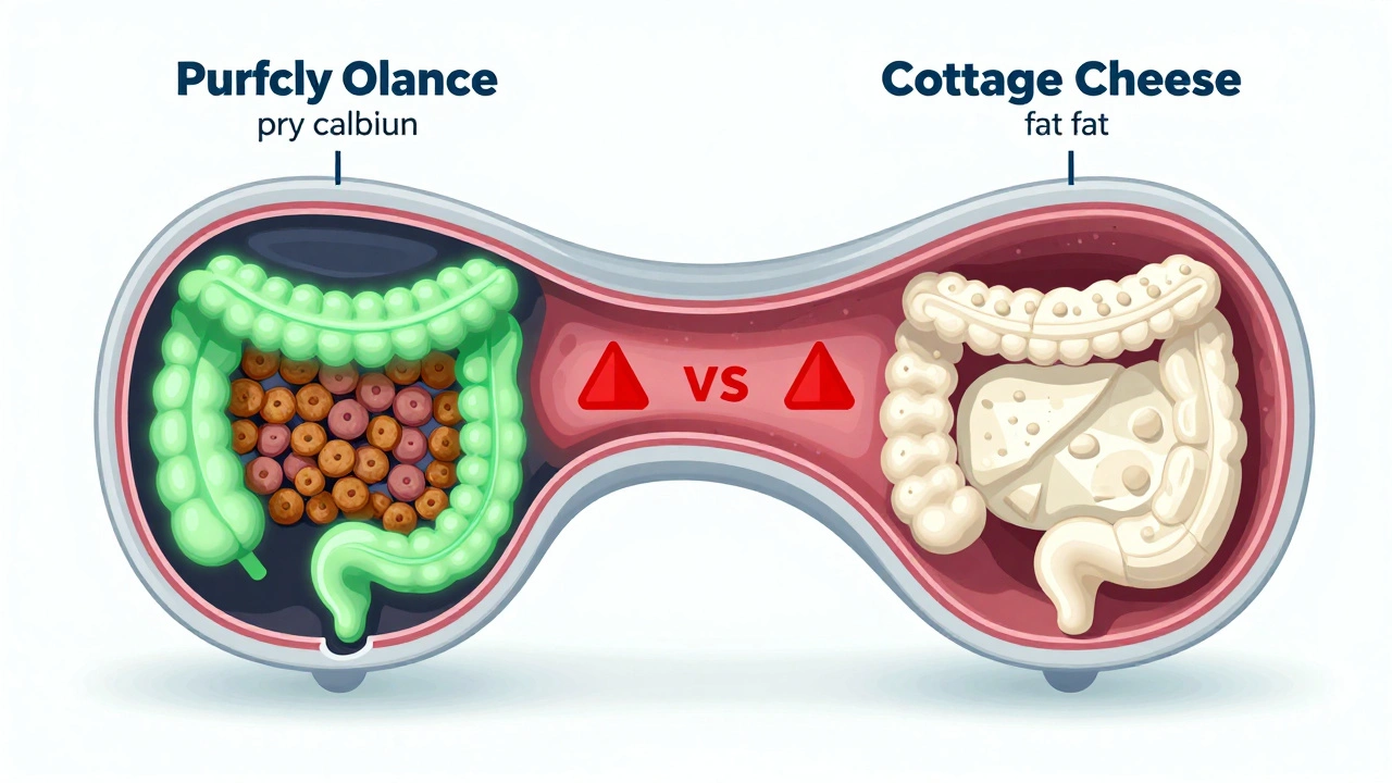 Схема пищеварительной системы собаки: сбалансированный корм и избыток творога.