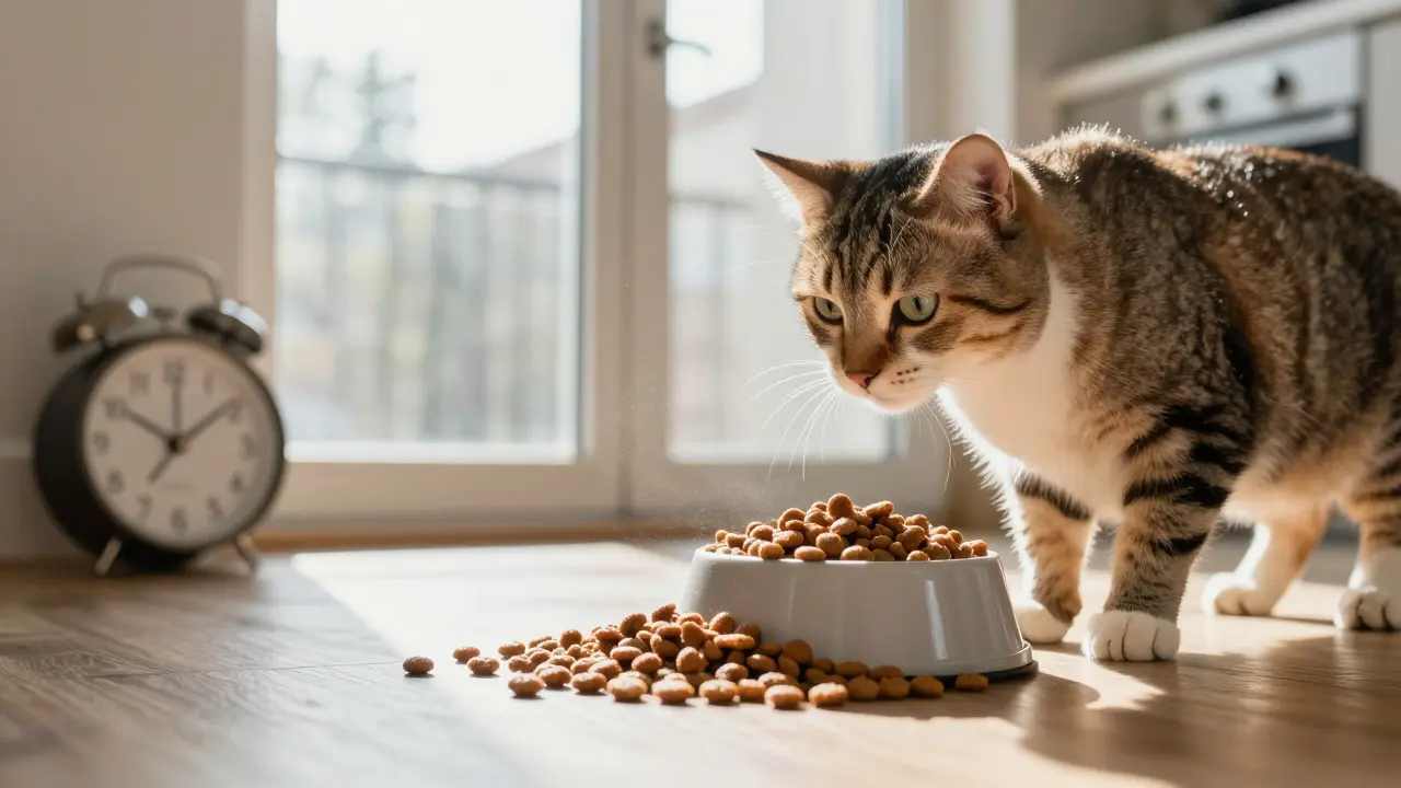 Можно ли оставлять кошке сухой корм на весь день?