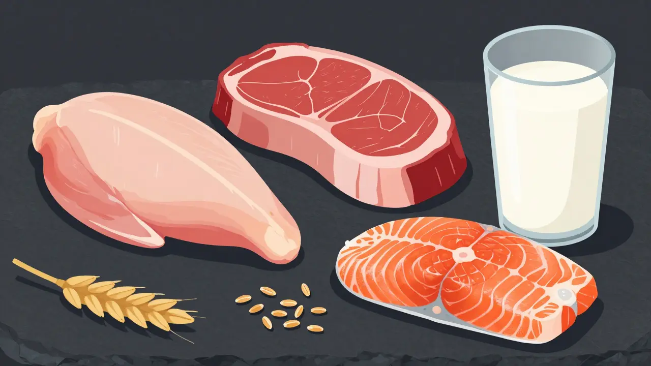 Ингредиенты-аллергены: курица, говядина, рыба, молоко и злаки